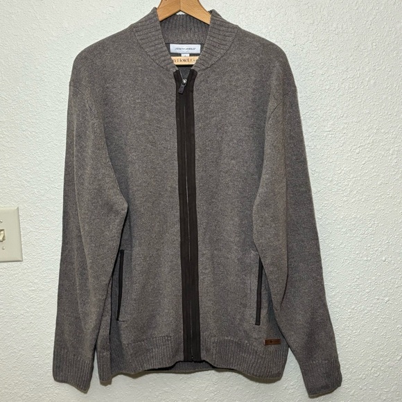 Joseph Abboud Heather brown Wool blend full zip cardigan. Men’s Large - Picture 2 of 7